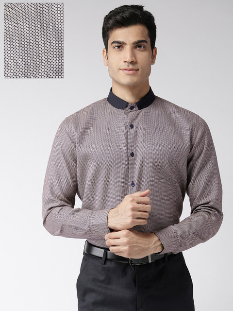 

Richlook Men Blue & White Regular Fit Self Design Smart Casual Shirt