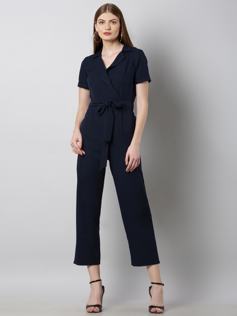 

FabAlley Blue Solid Capri Jumpsuit