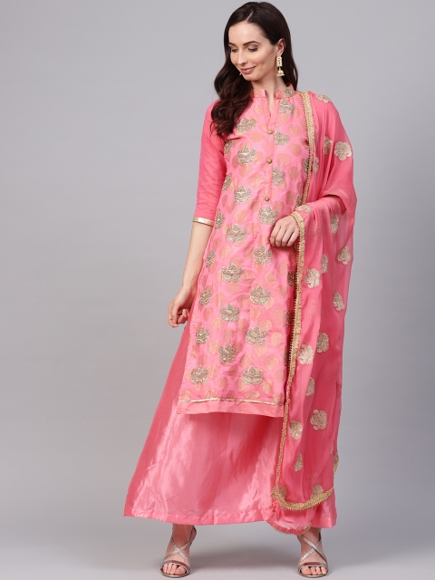 

Ishin Pink & Golden Unstitched Dress Material