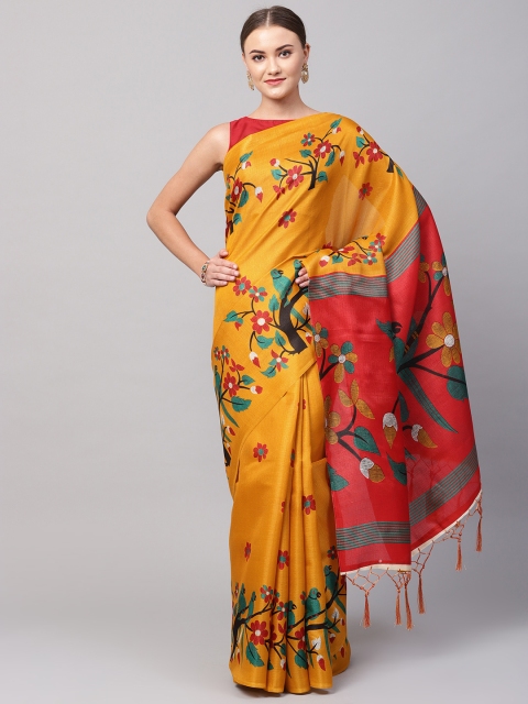 

Ishin Mustard Yellow Printed Saree