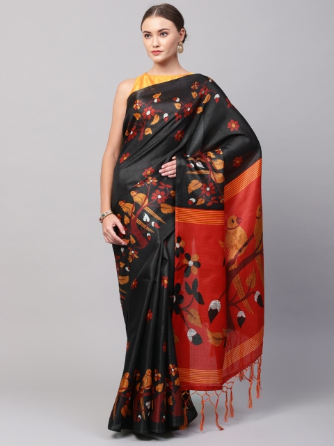 

Ishin Black & Red Printed Saree