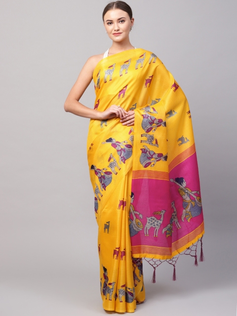 

Ishin Yellow Printed Saree
