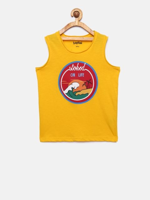 

Bossini Boys Yellow Printed Round Neck T-shirt