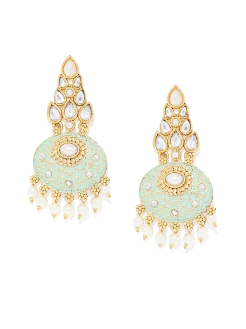 

Alamod Gold-Plated & Enamelled Classic Chandbalis, Green