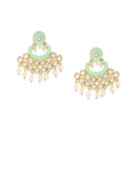 

Alamod Gold-Plated & Enamelled Classic Chandbalis, Green