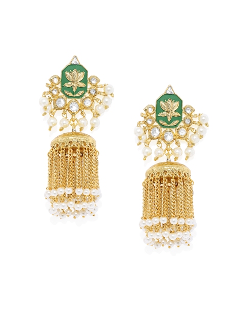 

Alamod Women Gold-Toned & White Contemporary Drop Earrings