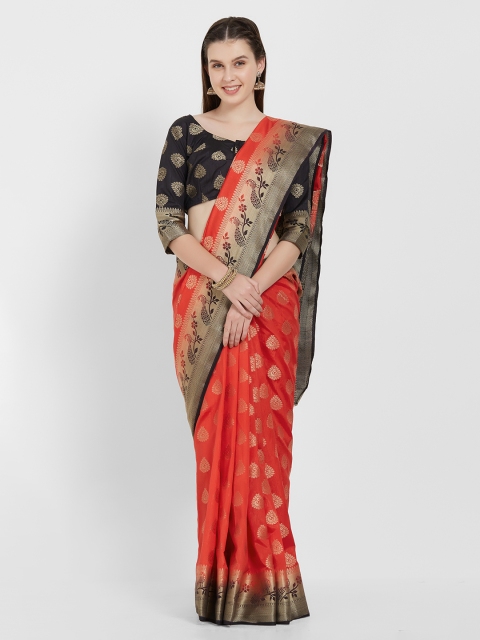 

Viva N Diva Red Silk Blend Woven Design Banarasi Saree