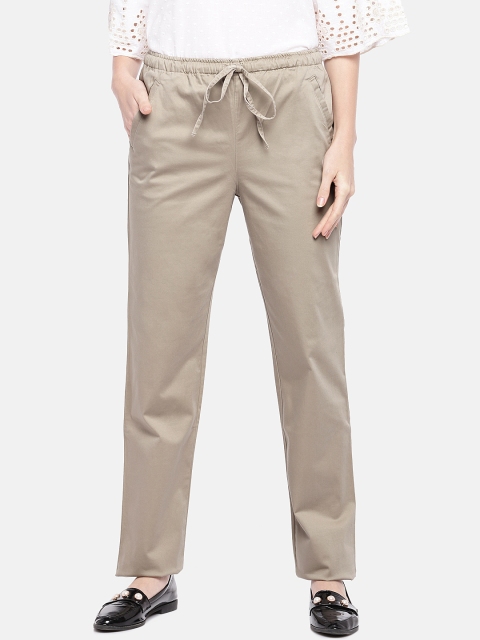

Cottonworld Women Khaki Regular Fit Solid Regular Trousers