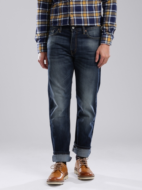

Levis Navy 513 Slim Straight Fit Stretchable Jeans, Navy blue