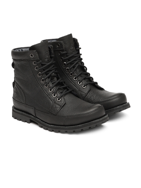 

Timberland Men Black Solid EK ORIGNL 6 IN Leather High-Top Flat Boots