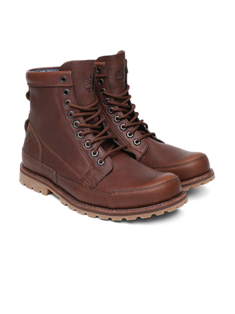 

Timberland Men Brown ORIGNL 6 IN Leather High-Top Flat Boots