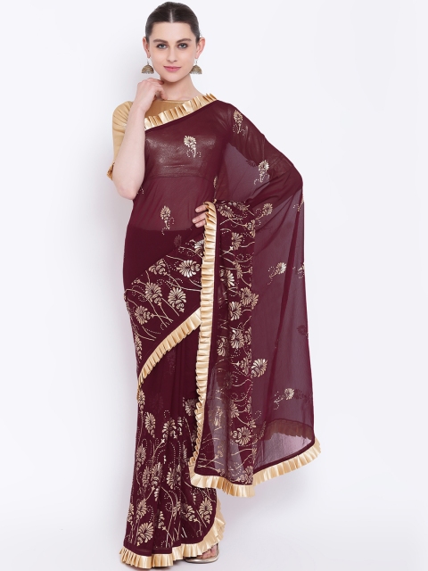 

Kvsfab Purple Embellished Poly Georgette Saree