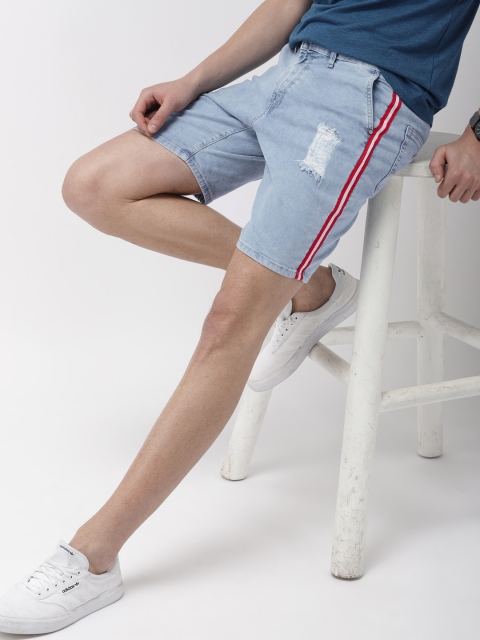 

Mast & Harbour Men Blue Washed Regular Fit Denim Shorts