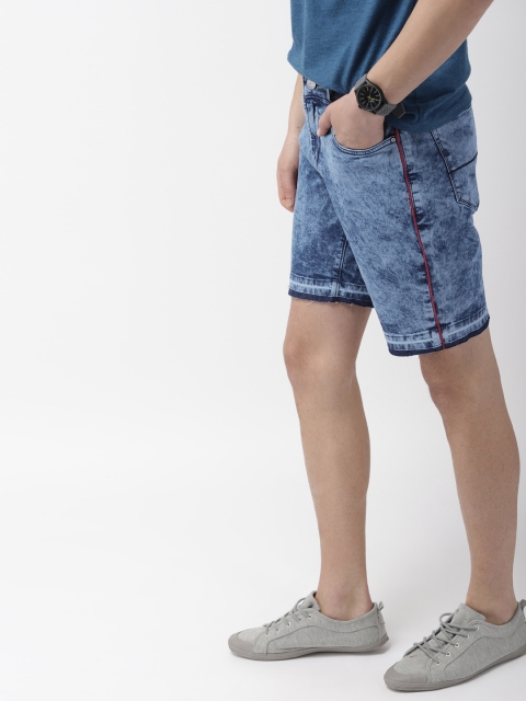 

Mast & Harbour Men Blue Washed Regular Fit Denim Shorts