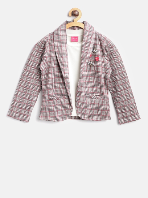 

Tiny Girl Brown & Off-White Single-Breasted Blazer