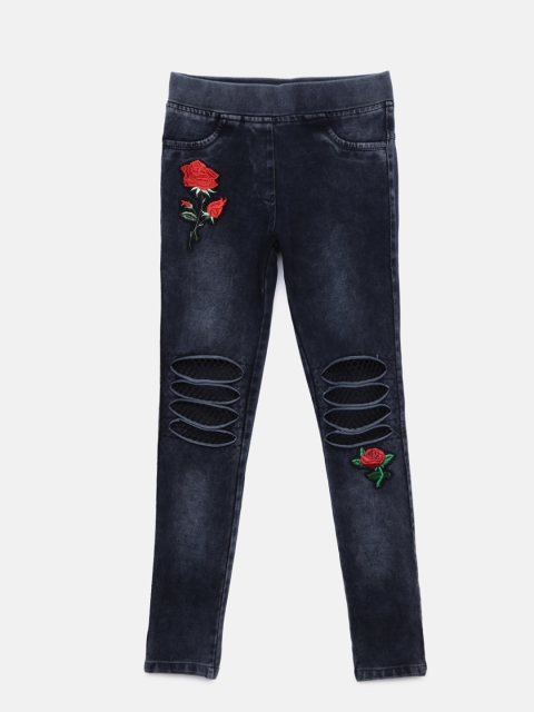 

Tiny Girl Black Embroidered Denim Jegging
