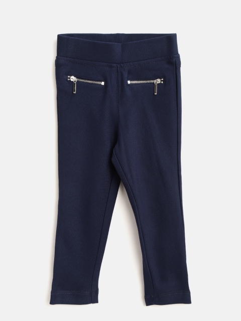 

Tiny Girl Navy Blue Solid Treggings