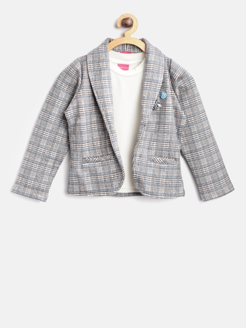 

Tiny Girl Brown & Off-White Single-Breasted Blazer