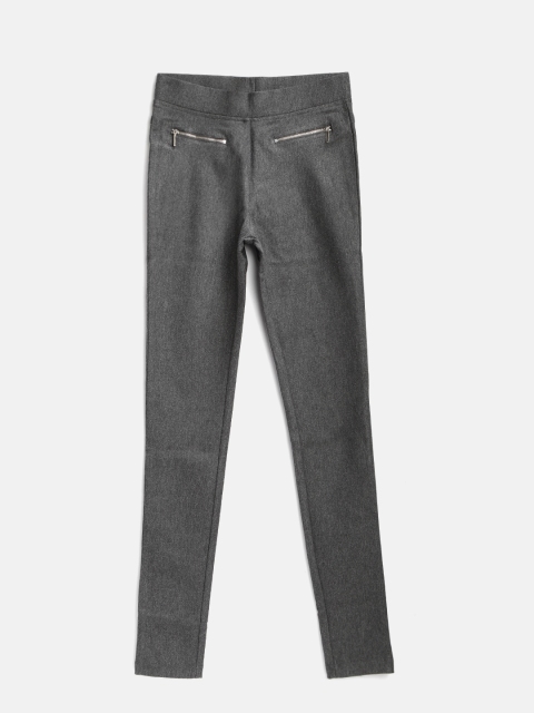 

Tiny Girl Charcoal Grey Solid Treggings