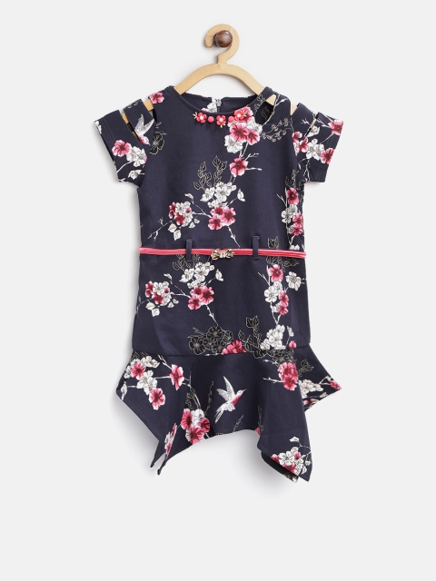 

Tiny Girl Navy Blue Printed A-Line Dress