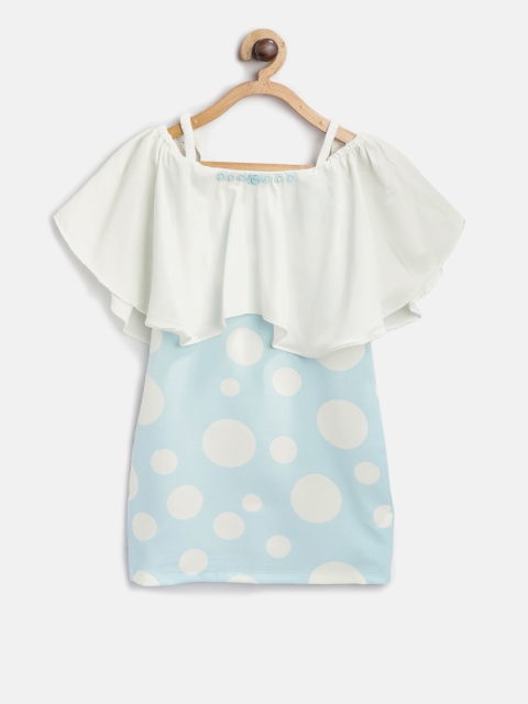 

Tiny Girl Blue & White Printed Layered A-Line Dress