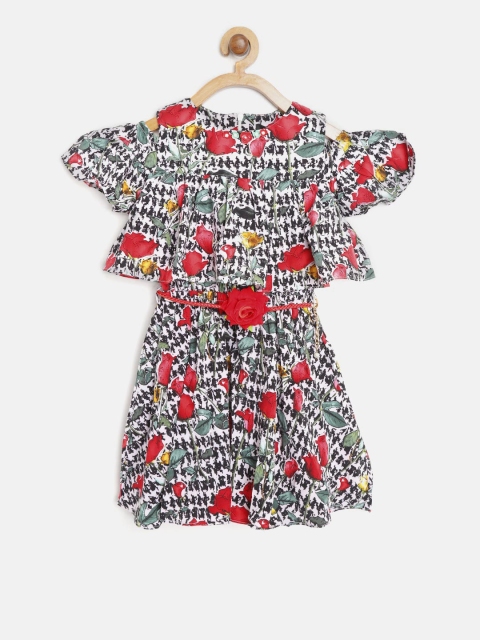 

Tiny Girl Black & Red Printed Cold-Shoulder Fit & Flare Dress