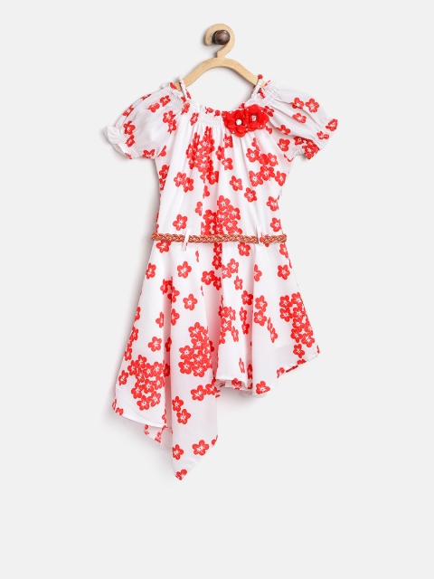 

Tiny Girl White & Red Printed Fit and Flare Dress