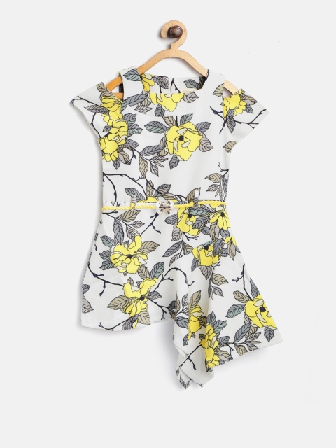 

Tiny Girl White & Yellow Printed Fit and Flare Dress