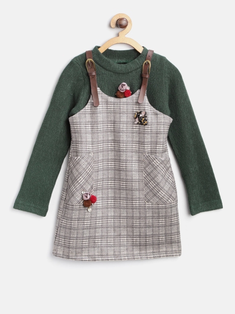 

Tiny Girl Brown Printed Pinafore Dress