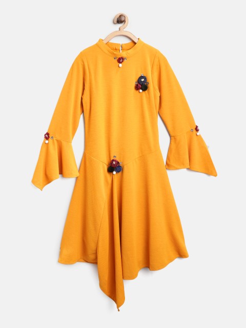 

Tiny Girl Mustard Yellow Solid A-Line Dress