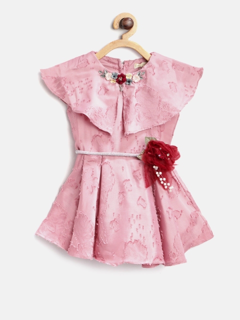 

Tiny Girl Pink Self-Design Fit & Flare Dress
