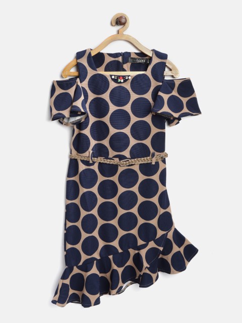 

Tiny Girl Girls Brown & Navy Blue Printed A-Line Dress