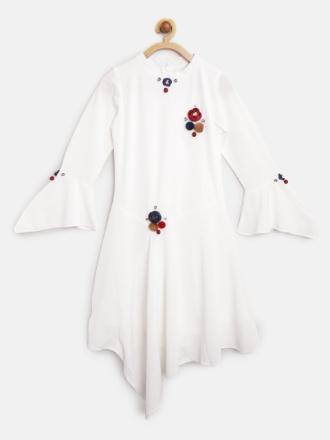 

Tiny Girl White Solid A-Line Dress with Applique Detail