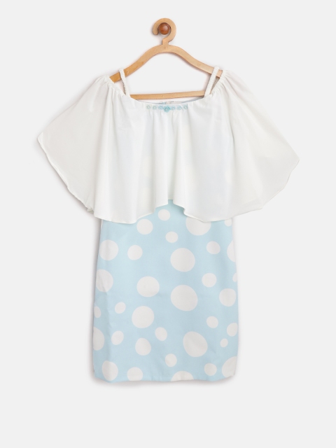 

Tiny Girl Girls Blue & Off-White Polka Dot Print Sheath Dress