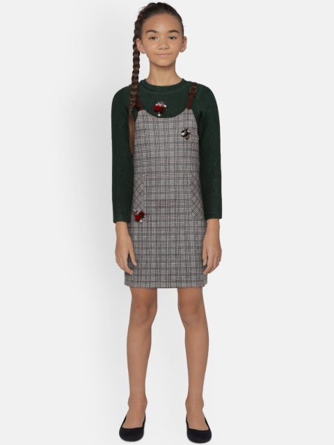 

Tiny Girl Girls Brown Checked Pinafore Dress