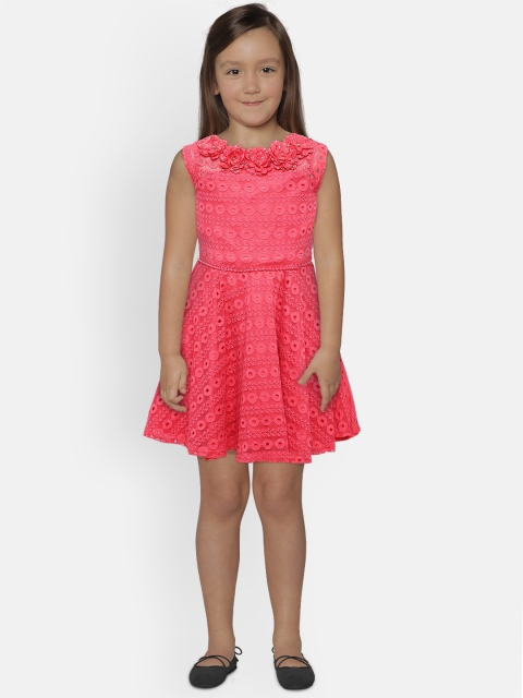 

Tiny Girl Girls Peach-Coloured Solid A-Line Dress