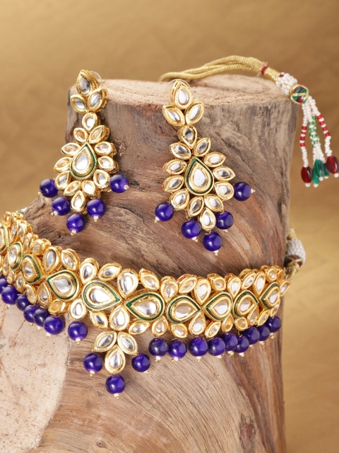 

damani Blue Gold-Plated Stone-Studded Jewellery Set