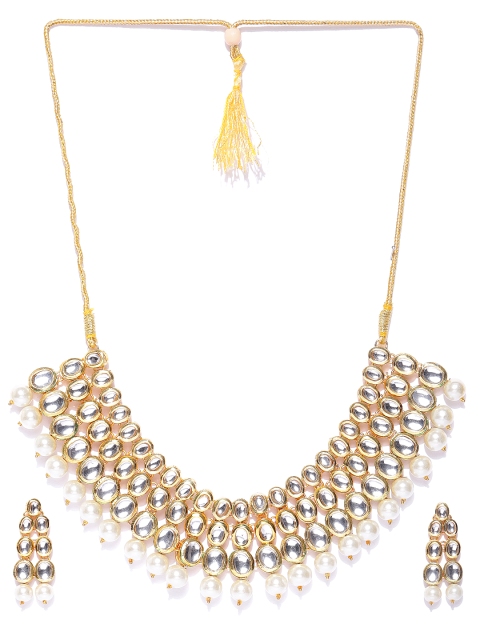 

damani Off-White Gold-Plated Stone-Studded Jewellery Set