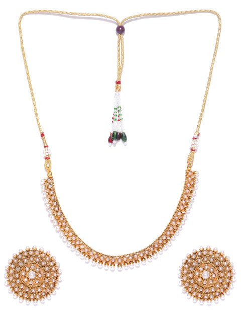 

damani Off-White Gold-Plated Beaded Jewellery Set