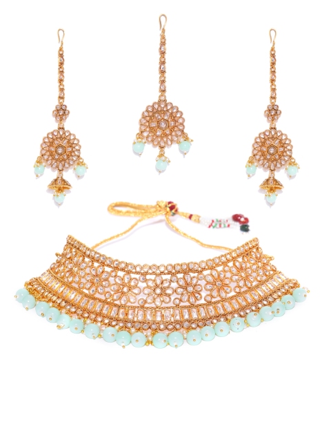 

damani Green Gold-Plated Stone-Studded Jewellery Set