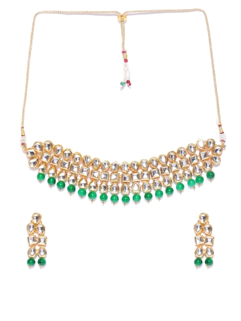 

damani Green Gold-Plated Stone-Studded Jewellery Set
