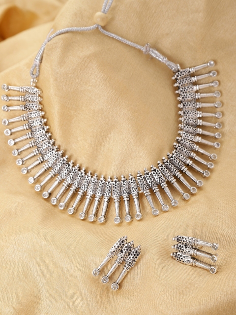 

damani Oxidised Silver-Plated Stone-Studded Jewellery Set