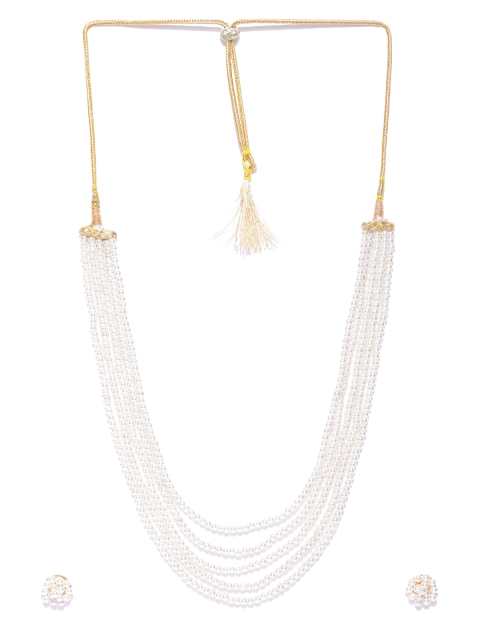 

damani Off-White Gold-Plated Beaded Layered Jewellery Set