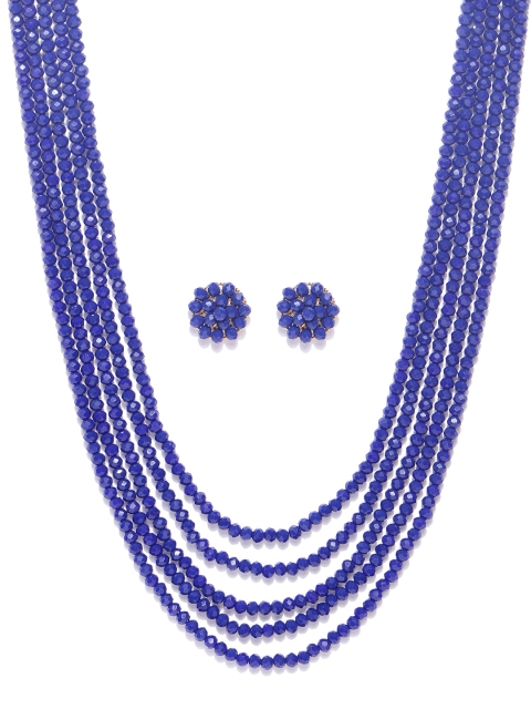 

damani Navy Blue Gold-Plated Beaded Layered Jewellery Set