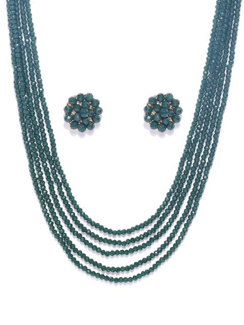 

damani Green Gold-Plated Beaded Layered Jewellery Set