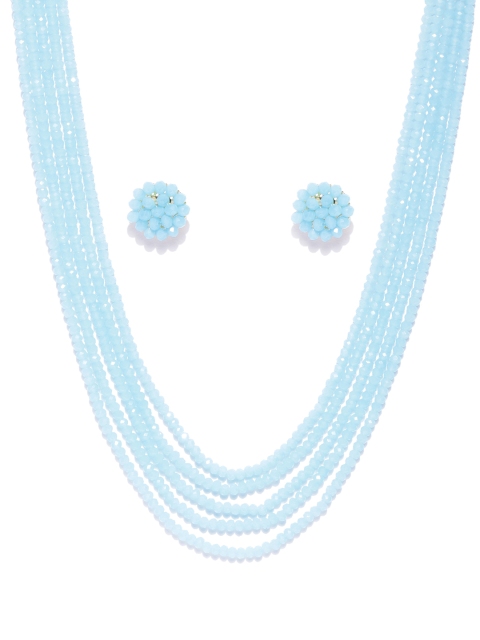 

damani Blue Gold-Plated Beaded Layered Jewellery Set