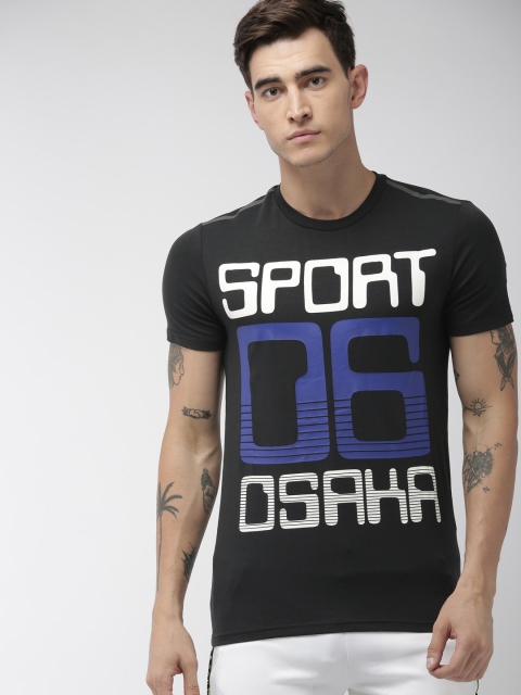 

Superdry Sport Men Black Printed Round Neck BIONIC MARL T-shirt