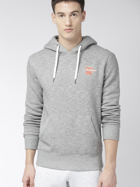 

Superdry Men Grey Melange Printed Hooded Sweatshirt