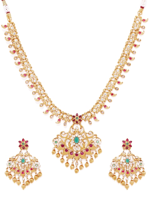 

Alamod Gold-Plated& Ruby-Studded Jewelry Set