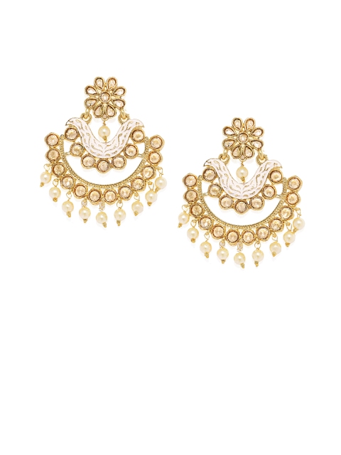 

Alamod Gold-Plated & White Enamelled Crescent Shaped Chandbalis